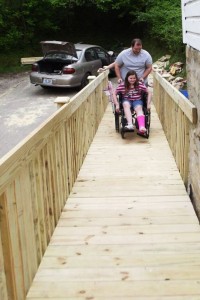 Chloe's first ride up the ramp